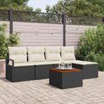 vidaXL Tuin Sofa Set 6 pcs Zwart en wit, Verzenden, Nieuw, Rotan