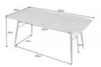 Eettafel Paris 180cm Glas Marmerlook Grijs - 40847