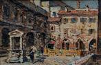 Leonardo Bazzaro (1853 –  1937) - Piazza a Venezia, Antiek en Kunst, Kunst | Schilderijen | Klassiek