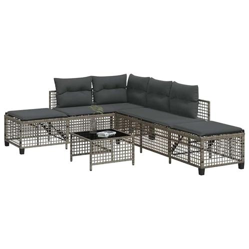 vidaXL 3-delige Loungeset met kussens poly rattan grijs, Tuin en Terras, Tuinsets en Loungesets, Loungeset, Nieuw, Rotan, Verzenden