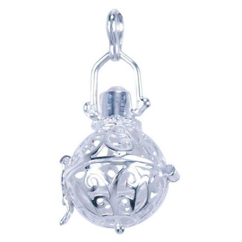 Zilveren Herdenksieraad Te openen bol met messing klankko..., Sieraden, Tassen en Uiterlijk, Kettinghangers, Verzenden