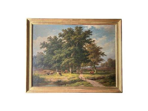 Caesar Bimmermann (1821-1890) - Landschaft mit Vieh und, Antiek en Kunst, Kunst | Schilderijen | Klassiek