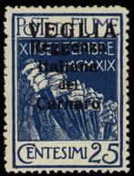 Fiume 1920 - Veglia - Grote opdruk, 25 cent lichtblauw., Gestempeld