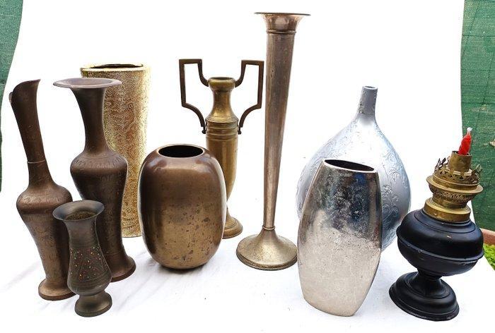 Vaas (10) - Verguld messing, Verguld brons, Zilverbrons -, Antiek en Kunst, Curiosa en Brocante