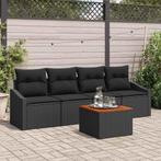 vidaXL Tuin Sofa Set 5 pcs Zwart, Verzenden, Nieuw, Rotan