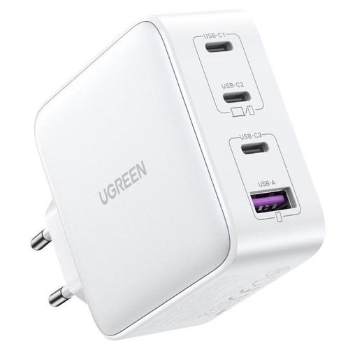 UGREEN GaN Oplader 3x USB-C - 1x USB-A 100w Wit OnePlus, Telecommunicatie, Mobiele telefoons | Telefoon-opladers, Nieuw, Overige merken