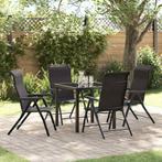 vidaXL Tuin Eetset in hoogte verstelbaar 5 pcs Zwarte koffie, Verzenden, Nieuw, Rotan