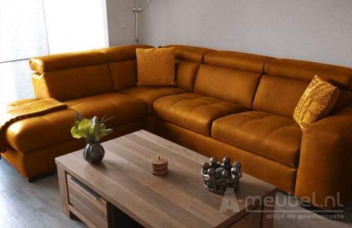 Hoekbank Harderwijk - hoekbanken - Goud, Huis en Inrichting, Banken | Sofa's en Chaises Longues, Nieuw, Stof