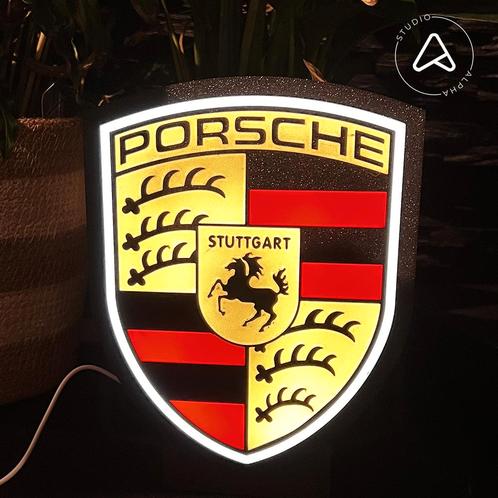 Porsche Logo LED Lichtbox | 5V USB, Huis en Inrichting, Lampen | Tafellampen, Nieuw