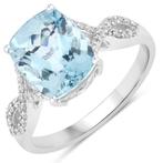 Ring - 14 karaat Witgoud - 3.05ct. tw. Aquamarijn - Diamant, Sieraden, Tassen en Uiterlijk, Ringen, Nieuw