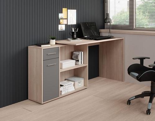 Meubella bureau Nomi eiken 120 cm hoekbureau, Huis en Inrichting, Bureaus, Nieuw, Verzenden