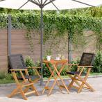 vidaXL 3-delige Bistroset poly rattan en massief hout zwart, Tuin en Terras, Tuinsets en Loungesets, Verzenden, Nieuw, Hardhout