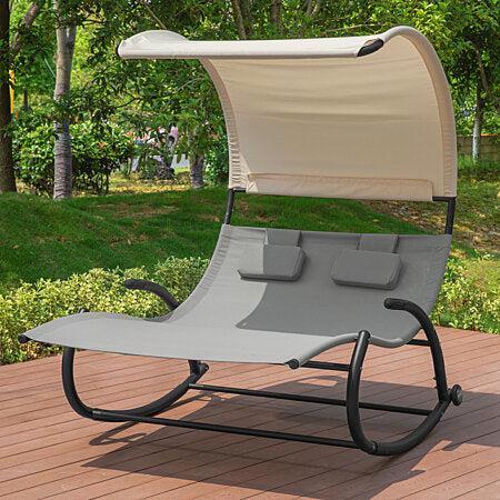 2dekans | SoBuy Zonnedek 2-zits schommelstoel - 300kg -, Tuin en Terras, Tuinsets en Loungesets, Zo goed als nieuw, Ophalen of Verzenden