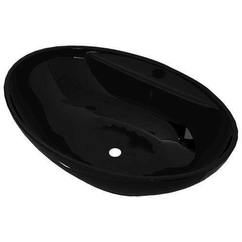 Design Wasbak Zwart Keramiek Ovaal - Retourdeal - Strak &..., Doe-het-zelf en Verbouw, Sanitair, Nieuw, Wastafel, Ophalen of Verzenden