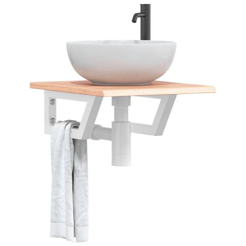 vidaXL Badkamer wandschap staal en massief eikenhout, Huis en Inrichting, Tafels | Kaptafels, Nieuw, Verzenden