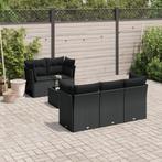 vidaXL 6-delige Loungeset met kussens poly rattan zwart, Tuin en Terras, Verzenden, Nieuw, Rotan, Loungeset