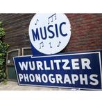 Origineel Emaille Wurlitzer Dealer Bord 2-Zijdig, Ophalen, Gebruikt
