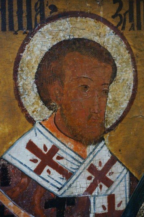 Icoon - Sint Johannes Chrysostomos - Hout, Antiek en Kunst, Kunst | Niet-Westerse kunst