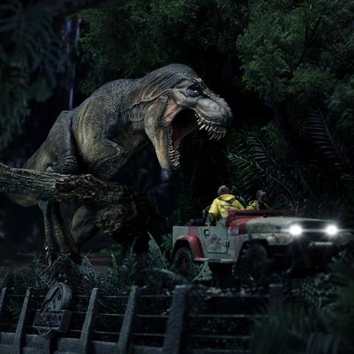 Jurassic Park Demi Art Scale Statue 1/20 T-Rex Chase 30 cm, Verzamelen, Film en Tv, Nieuw, Ophalen of Verzenden