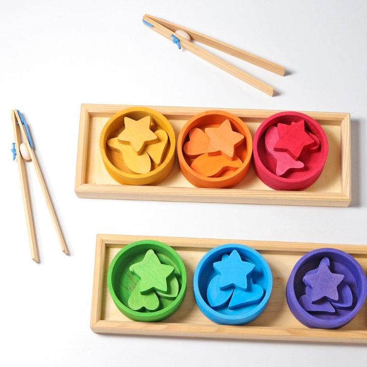 Grimms - Houten sorteerschaaltjes met inhoud (26-delig), Kinderen en Baby's, Speelgoed | Overig