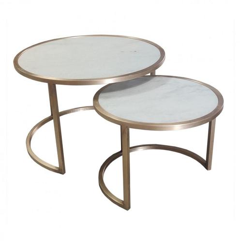 Jamie salontafel marmer wit/goud - set van twee - OUTLET B, Huis en Inrichting, Stoelen, Nieuw, Ophalen of Verzenden