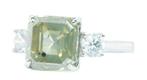 Ring - 18 karaat Witgoud, Bruine fantasie, groenachtig,, Nieuw