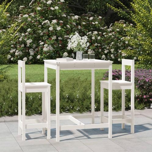 vidaXL 3-delige Barset massief grenenhout wit, Tuin en Terras, Tuinsets en Loungesets, Nieuw, 3 zitplaatsen, Verzenden
