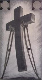 Het symbool van het ,,herboren Oostenrijk op spotprent, Antiek en Kunst, Kunst | Litho's en Zeefdrukken, Verzenden