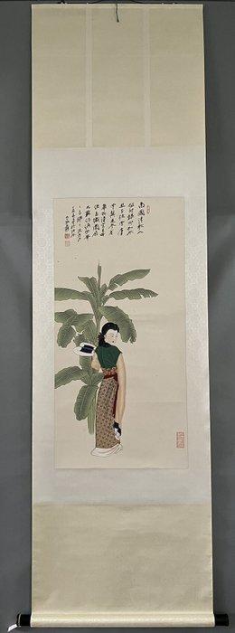 INK AND COLOR ON PAPER PAINTING LADY - Attributed to, Antiek en Kunst, Antiek | Overige Antiek