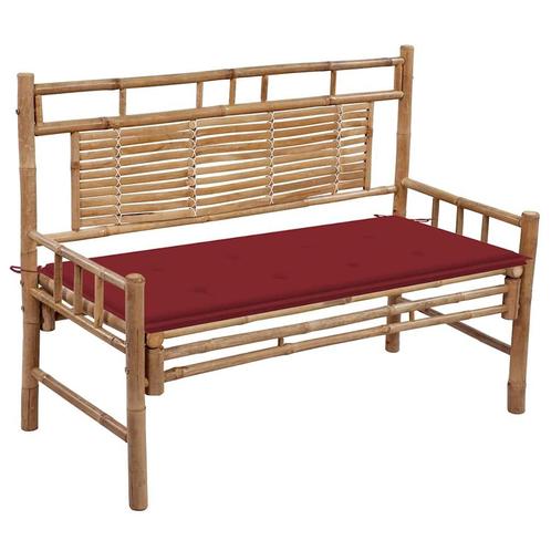 vidaXL Tuinbank met kussen 120 cm bamboe, Tuin en Terras, Tuinbanken, Nieuw, Hout, Verzenden