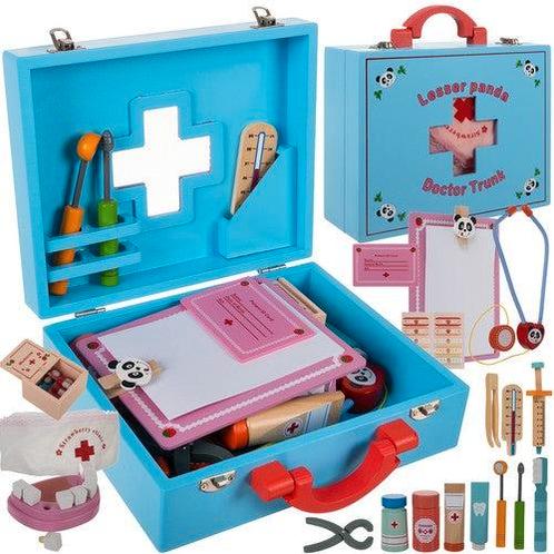 Houten dokters set speelgoed met accessoires in draagkoffer, Kinderen en Baby's, Speelgoed | Actiefiguren, Ophalen of Verzenden