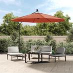 vidaXL Zweefparasol met LED-verlichting en stalen paal, Tuin en Terras, Verzenden, Nieuw, 3 tot 4 meter, Zweefparasol