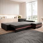 Gestoffeerde Hoekbank Davos - 260 x 72 x 180 cm - Donkergrij, Verzenden, Nieuw