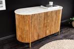 Massief dressoir TRES CHIC 105cm bruin mangohout wit marmer, Huis en Inrichting, Kasten | Dressoirs, Ophalen of Verzenden, Nieuw