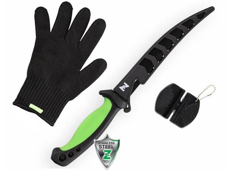 RVS Fileermes + Fileerhandschoen + Messenslijper, Watersport en Boten, Hengelsport | Roofvissen, Overige typen, Nieuw, Verzenden