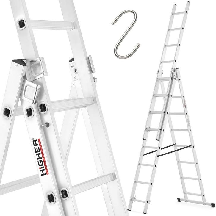 Vouwladder - 3x8 treden - werkhoogte 4,70 m - aluminium, Doe-het-zelf en Verbouw, Ladders en Trappen, Nieuw, Ophalen of Verzenden