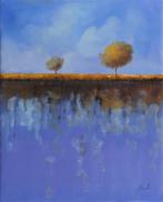 Guido Borelli - laghetto violetto, Antiek en Kunst, Kunst | Schilderijen | Modern