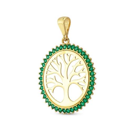 Zonder Minimumprijs - Hanger - 14 karaat Geel goud Smaragd, Sieraden, Tassen en Uiterlijk, Antieke sieraden