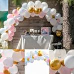 Genderreveal ballonboog deLuxe roze, blauw, wit en goud, Kinderen en Baby's, Verzenden, Nieuw, Geboortebord