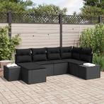 vidaXL Tuin Sofa Set met kussen met opslag 6 pcs Zwart poly, Tuin en Terras, Tuinsets en Loungesets, Verzenden, Nieuw, Rotan