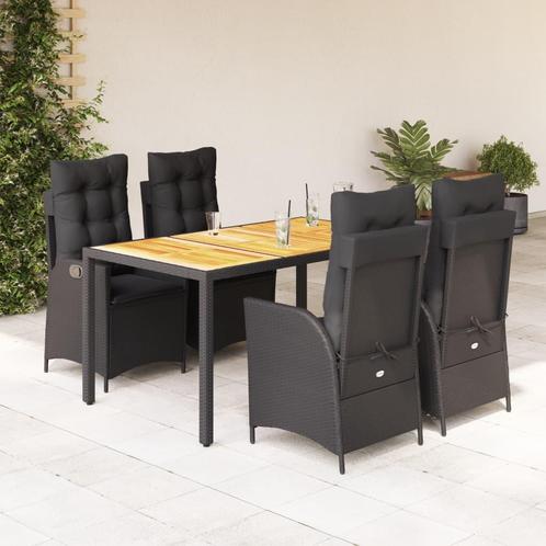 vidaXL 5-delige Tuinset met kussens poly rattan zwart, Tuin en Terras, Tuinsets en Loungesets, Tuinset, Nieuw, 4 zitplaatsen, Rotan