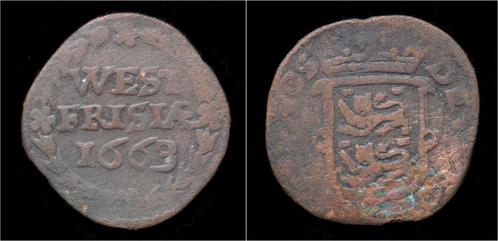 1740 Netherlands West Friesland 1 duit 1663 Brons, Postzegels en Munten, Munten | Europa | Niet-Euromunten, Verzenden