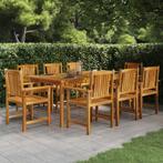 vidaXL 9-delige Tuinset massief acaciahout, Nieuw, 8 zitplaatsen, Tuinset, Verzenden