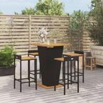 vidaXL 5-delige Tuinbarset poly rattan en massief acaciahout, Verzenden, Nieuw, Rotan, 4 zitplaatsen