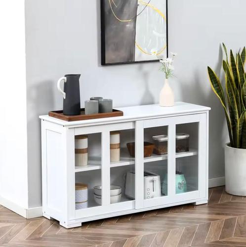 Nieuwe Keukendressoir 2 Schuifdeuren, Wit - Klassieke Stijl, Huis en Inrichting, Kasten | Dressoirs, Nieuw, Verzenden