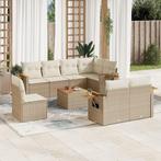 vidaXL 9-delige Loungeset met kussens poly rattan beige, Tuin en Terras, Tuinsets en Loungesets, Verzenden, Nieuw, Rotan, Loungeset