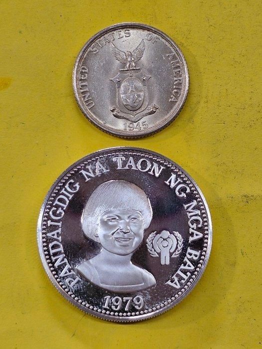 Filipijnen. 2 coins 1945 + 1979 (Zonder Minimumprijs), Postzegels en Munten, Munten | Europa | Niet-Euromunten