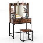 LIVSK Make-up Tafel met Spiegel en Kruk - Oplaadstation - 2, Verzenden, Nieuw