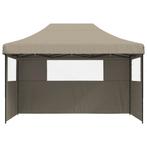 Partytent inklapbaar pop-up met 3 zijwanden taupe, Verzenden, Nieuw, 2 meter of meer, Partytent
