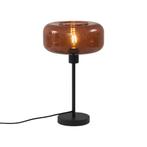 Retro tafellamp zwart met brons glas - Bizle, Huis en Inrichting, Lampen | Tafellampen, Nieuw, Glas, Retro, Minder dan 50 cm